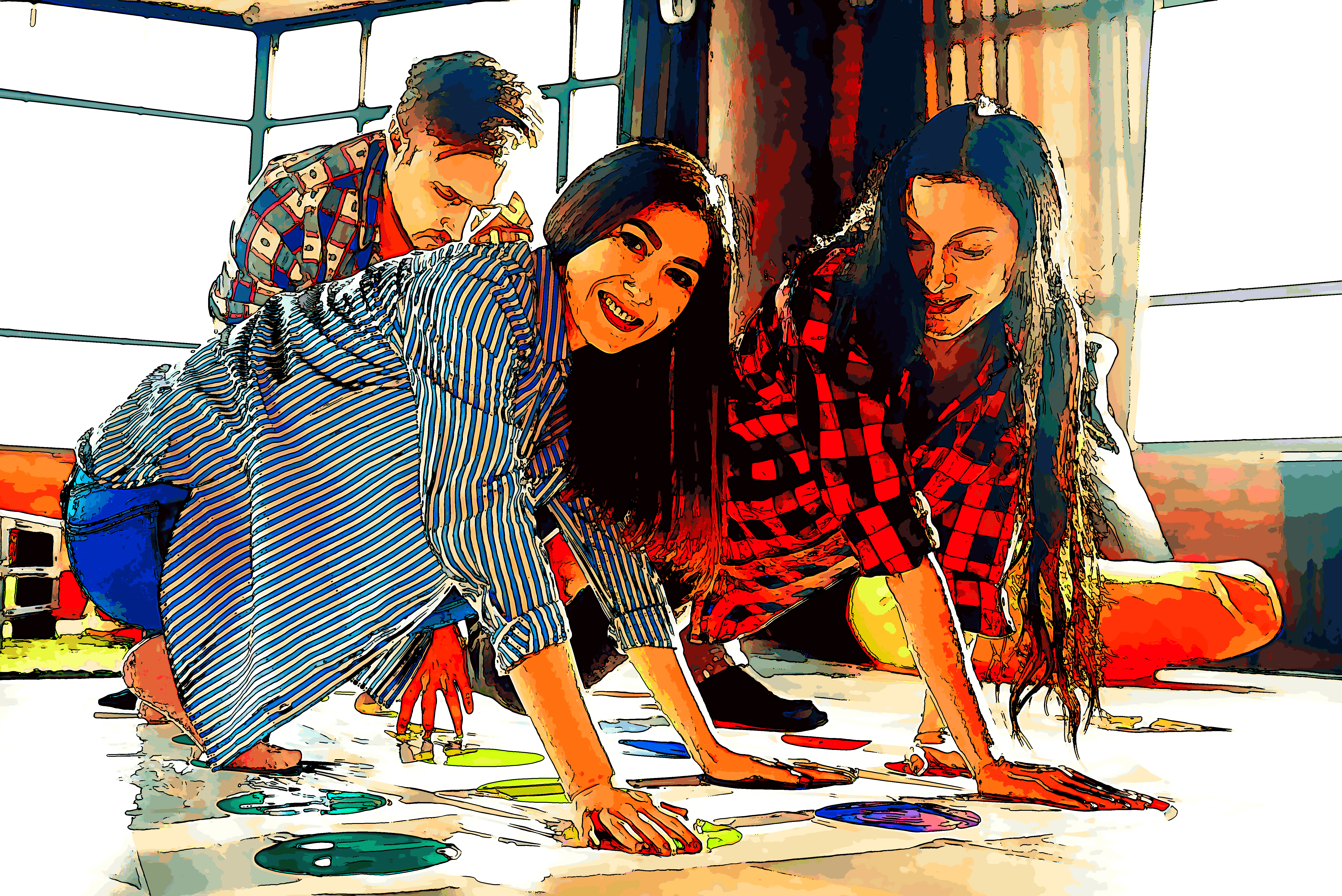 group-of-students-playing-twister-game-7PU265M