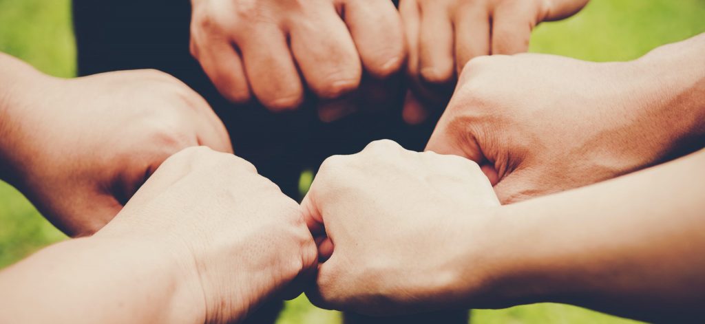 Business teamwork join hands together. Business teamwork concept