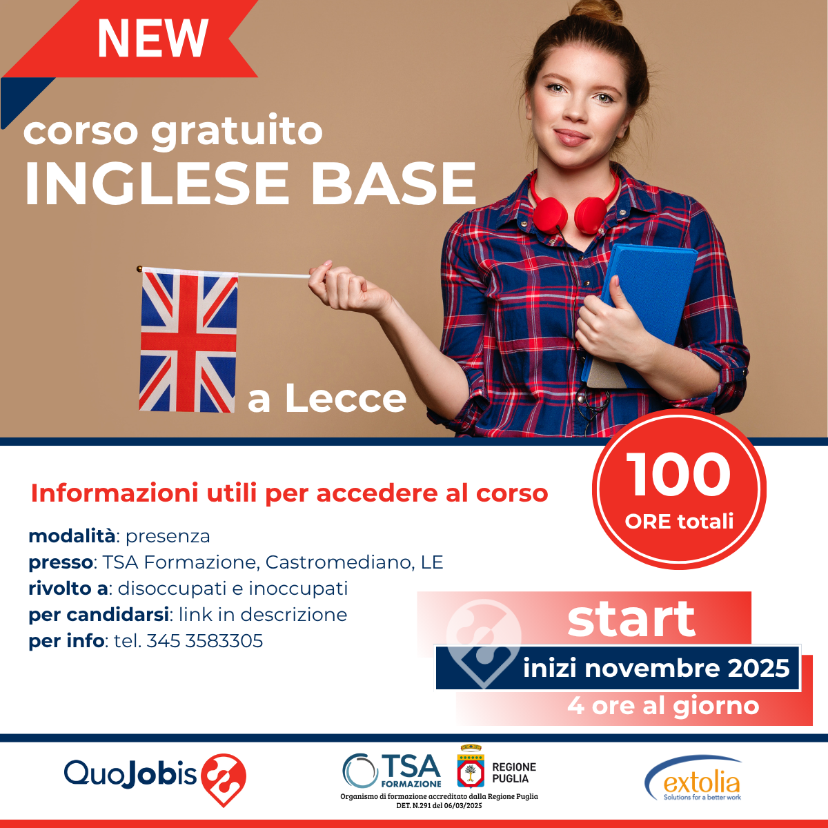 Corso inglese base_locandina social Corso inglese base in provincia di Lecce